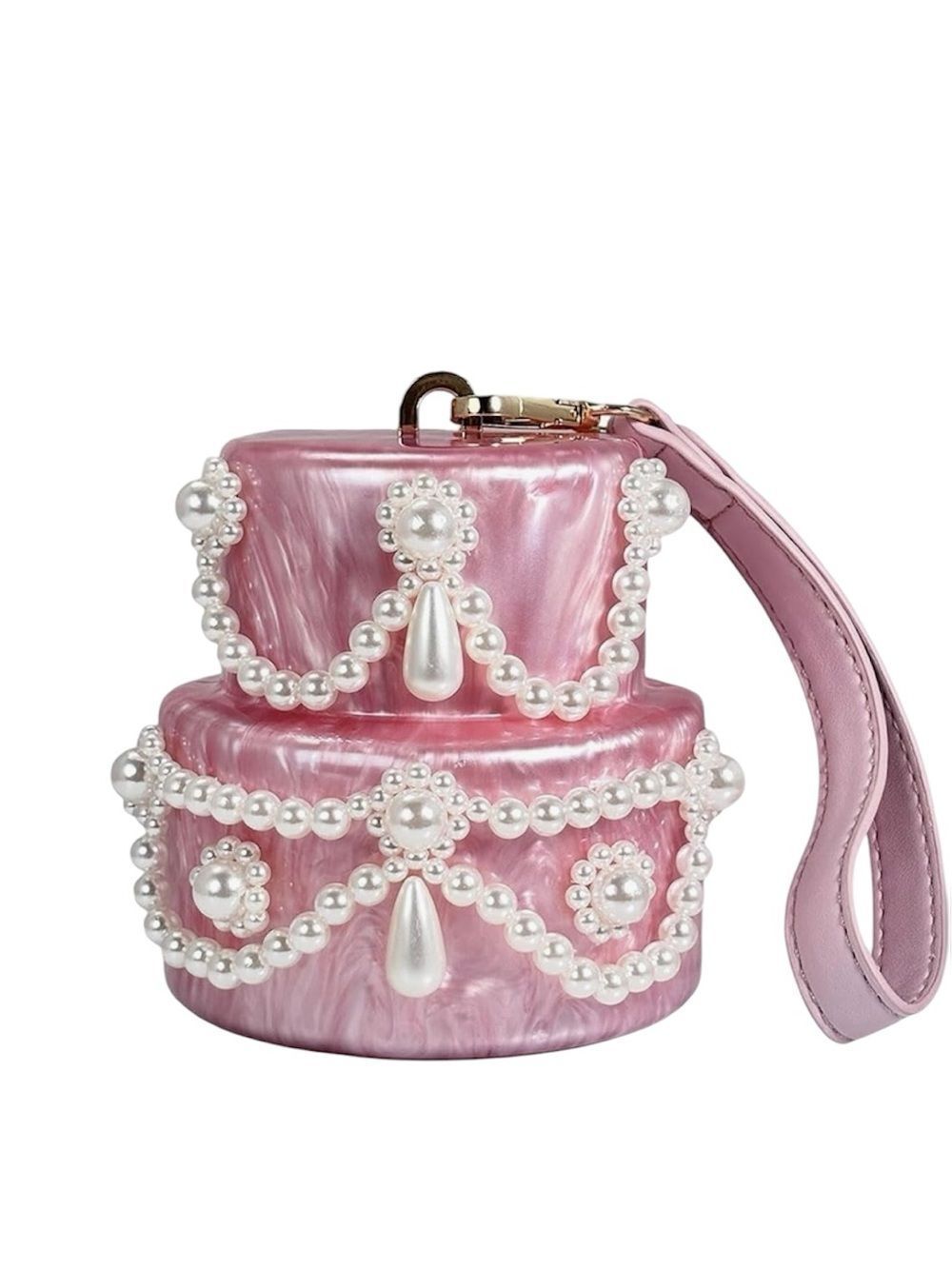 NEW Cake Shaped Acrylic Mini Clutch Pearl Evening Handbags